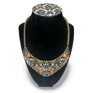 Bib Gold Tone Statement Necklace